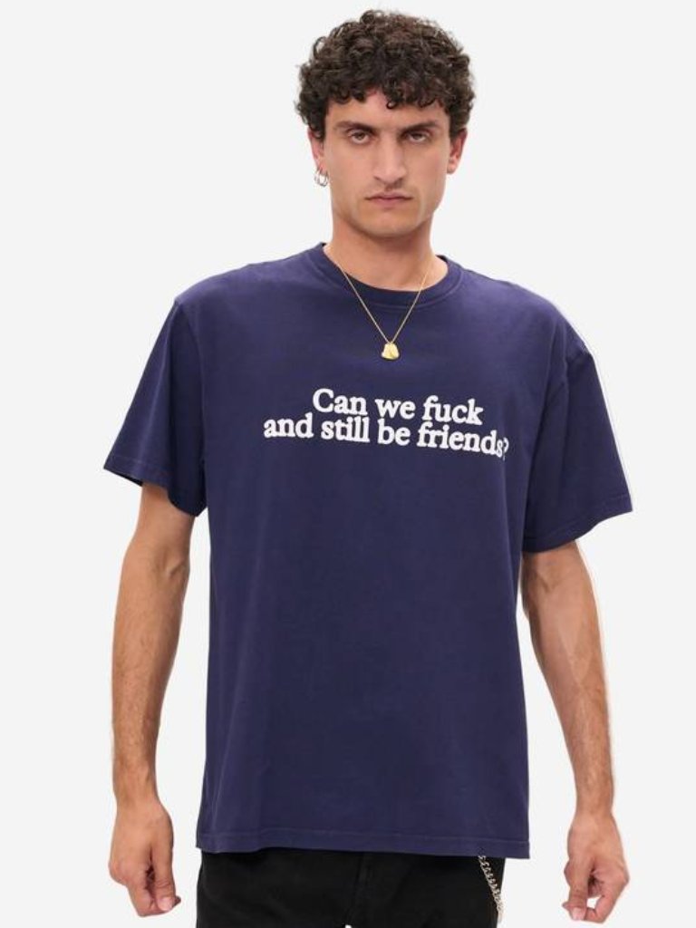 New Carne Bollente Unisex Tee Benefits With Friends Size S Navy